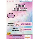 Ayza Tasarım Isme Özel Okul Etiketi Kalem Defter Etiketi Sticker Kız Çocuk Unicorn Figürlü Isim Etiketi - Çok Renkli