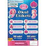 Ayza Tasarım Isme Özel Okul Etiketi Kalem Defter Etiketi Sticker Kız Erkek Çocuk Deniz Canlıları Isim Etiketi - Çok Renkli