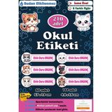 Ayza Tasarım Isme Özel Okul Etiketi Kalem Defter Etiketi Sticker Kız Erkek Çocuk Kedili Isim Etiketi - Çok Renkli