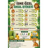Ayza Tasarım İsme Özel Su Geçirmez Hayvan Temalı Okul Etiketi Sticker Kişiye Özel Çocuk İsim Etiketi Kırtasiye