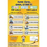 Ayza Tasarım İsme Özel Su Geçirmez Okul Etiketi Sticker Kişiye Özel Arabalı İsim Etiketi Kırtasiye Malzemeleri - Çok Renkli