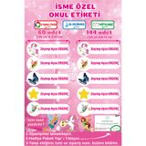 Ayza Tasarım İsme Özel Su Geçirmez Okul Etiketi Sticker Kişiye Özel Kız Çocuk İsim Etiketi Kırtasiye Malzemeleri
