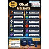 Ayza Tasarım Kişiye Isme Özel Okul Etiketi Isim Etiketi Kalem Defter Etiketi Sticker Uzay Figürlü Isimli Etiket - Çok Renkli