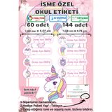 Ayza Tasarım Unicorn Kalem Defter Kitap Etiketi İsim Etiketi Kişiye Özel Yapışkanlı Kız Çocuk Okul Etiketi