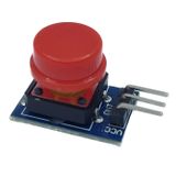 Ayzek 12x12mm Push Buton Switch Modül Kırmızı Kapak 1 Adet | Anlık Temas Butonu, 3 Pin Çıkış, Arduino Uyumlu, Mavi PCB Kart, 1 Adet