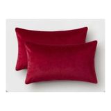 Ayzen Home 2li Kadıfe Kırlent Kılıfı Düz Renk 30X50 cm - 30 x 50 cm - Kırmızı