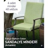 Ayzen Home 6 Adet 40X40CM Bahçe ve Salon Için Arkalıklı Bağcıklı Sandalye Minderi - 40 x 40 x 3 cm - Açık Yeşil