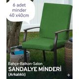 Ayzen Home 6 Adet 40X40CM Bahçe ve Salon Için Arkalıklı Bağcıklı Sandalye Minderi - 40 x 40 x 3 cm - Koyu Yeşil