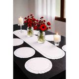 Ayzen Home Duck Kumastan Fırfırlı Runner ve Fırfırlı Supla Takımı 6 Olı ve 8 Li Secenekli - 38 x 38 - Açık Beyaz