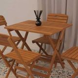 Ayzenbi 60x80cm Ahşap Balkon/ Bahçe 5'li Katlanabilir Set (4 Sandalye 1 Masa)