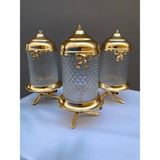 Azade Bakır Ayaklı Lux Kristal Kavanoz Set - Gold - 999 ml - 1 Adet