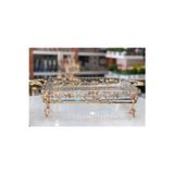 Azade Home Gold Komple Pirinç Çok Çiçek Dikdörtgen Borcam Cam Sunumluk