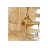 Azade Home Gold Pirinç Japongül Çubuk İki Katlı Borcam 2 Adet