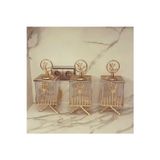 Azade Home Gold Pirinç Japongül Çubuk Kare Kavanoz 3’Lü Set