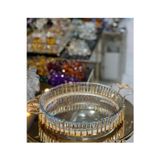 Azade Home Gold Pirinç Japongül Çubuk Yuvarlak Borcam Cam Sunumluk