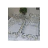 Azade Home Gümüş 2Ad. Dalgalı Dikdörtgen Borcam, Dalgalı Oval Borcam Ve 2Ad. Japongül Tekli Kahvaltılık Set