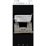 Azade Home Gümüş Pirinç Japongül Çubuk Standlı Kare 4’Lü Mutfak Set