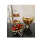 Azade Home Japongül Salata Kasesi, Japongül İki Katlı Cam Sunum Ve Tekli Cam Sunum Üçlü Set