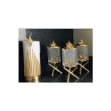 Azade Home Pirinç Japongül Mini Kristal 3’Lü Kavanoz Ve Çubuk Rulo 2’Li Set