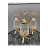 Azade Home Sepet Mini Çatlak Cam Desen Kavanoz Takımı Gold Renk