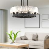Azalea 6Li Siyah Kristalli Tasli Modern Tasarim Kristal Buyuk Salon Avize