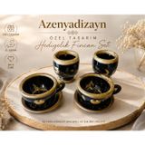 Azenyadizayn Hediyelik Kahve Fincan Seti, El Yapımı, Özel Tasarım, Siyah ve Altın Rengi, Şık ve Zarif