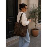 Azer Çanta Günlük Canvas Çanta -Kadın Çantası Fermuarlı - Leopar