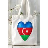 Azerbaijan Azerbaycan Bayrak Baskılı Bez Çanta Omuz Çantası Model