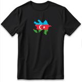 Azerbaijan Bayrak Azerbaycan Tişört Baskılı Unisex %100 Pamuklu Kalın Kumaşlı T-Shirt - Siyah