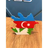 Azerbaycan Haritası Masaüstü Dekor – Bayrak Temalı Tasarım – Anlamlı Hediyelik Obje - 3d Baskı