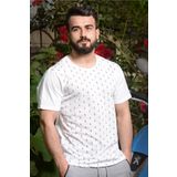 Azıcık Akıllı 20ETSHCAPA Beyaz Çapa Baskılı Kısa Kollu Bisiklet Yaka Erkek T-shirt