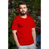 Azıcık Akıllı 20ETSHCAPA Kırmızı Çapa Baskılı Kısa Kollu Bisiklet Yaka Erkek T-shirt