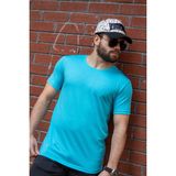 Azıcık Akıllı 22ETSHPORT Turkuaz Basic Rahat İnce Petek Kumaş Spor Erkek T-shirt