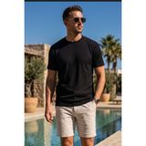 Azıcık Akıllı Erkek Siyah Düz Basic Esnek Krep Bürümcük Kumaş Ince Tişört 26ETSHKRIN - 2XL