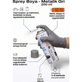 Azimli 200 ml Metalik Gri Sprey Boya Metal Ahşap ve Beton Uyumlu Hızlı Kuruyan Genel Amaçlı