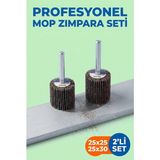Azimli 25X25 + 25X30 mm Saplı Mop Zımpara Seti 2 Adet Matkap Ucu Çapak Alma Zımparası