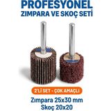 Azimli 25X30 Zımpara + 20X20 mm Skoç Seti 2 Adet Matkap Ucu Temizleme ve Parlatma Mopu