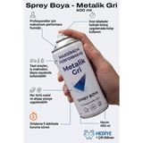 Azimli 400 ml Metalik Gri Sprey Boya Hızlı Kuruyan Metal ve Ahşap Boyası + 1 Çift Eldiven