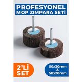 Azimli 50X30 + 50X20 mm Saplı Mop Zımpara Seti 2 Adet Matkap Ucu Çapak Alma Zımparası