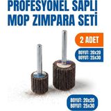 Azimli Saplı Mop Zımpara Seti 20X20 + 25X30 mm Matkap Ucu Temizleme ve Çapak Alma Zımparası 2 Adet