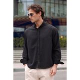 aziso Siyah Erkek oversize kesim Gömlek