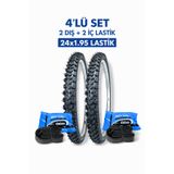 Aziyah 24x1.95 Bisiklet İç ve Dış lastik seti (2 İç 2 Dış 24x1.95 lastik) 24 Jant Bisiklet Lastiği