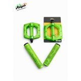 Aziyah Bisiklet Çivili Platform Pedal ve 17 Cm Bisiklet Direksiyon Çok Renkli Elcik Seti