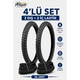 Aziyah Duranta 26 Jant Bisiklet Dış Iç Lastik Seti Bisiklet Lastiği (2 Iç 2 Dış Lastik) - Siyah - (26 x 1.95)