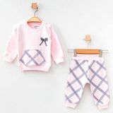Aziz Bebe %100 Pamuklu Kız Bebek Pijama Takımı - 9 - 12 Ay - Pembe - Açık Pembe
