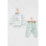 Aziz Bebe Erkek Bebek At Nakışlı Sweatshirt Pantolon 2 'li Alt Üst Bebek Takımı 3 Ay - 36 Ay - 24 - 36 Ay - Yeşil