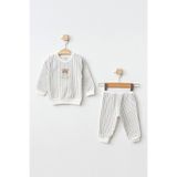 Aziz Bebe Erkek Bebek Ayı Nakışlı Sweatshirt Pantolon 2 'li Alt Üst Bebek Takımı 3 Ay - 36 Ay