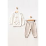 Aziz Bebe Erkek Bebek Kuzu Desenli Sweatshirt Pantolon 2 'li Alt Üst Bebek Takımı 3 Ay - 18 Ay - Bejmelanj - 9 - 12 Ay