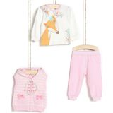 Aziz Bebe Kız Bebek Body Pantolon Hırka 3'lü Takım 3106 - 1 - 1,5 Yaş - Pembe