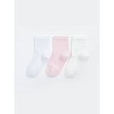 Aziz Bebe Kız Bebek Dikişsiz Soket Çorap 3'lü Set %80 Pamuklu Düz Desen 0 Ay - 36 Ay - Pembe - 12 - 24 Ay